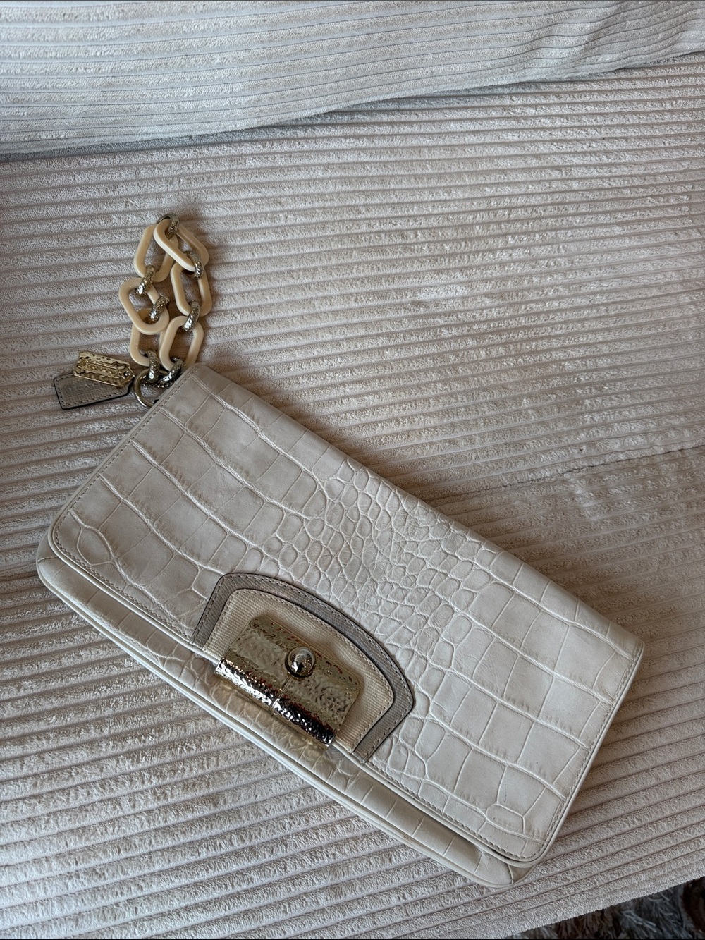 Coach Madison Croc Embossed Sophia Flap Clutch